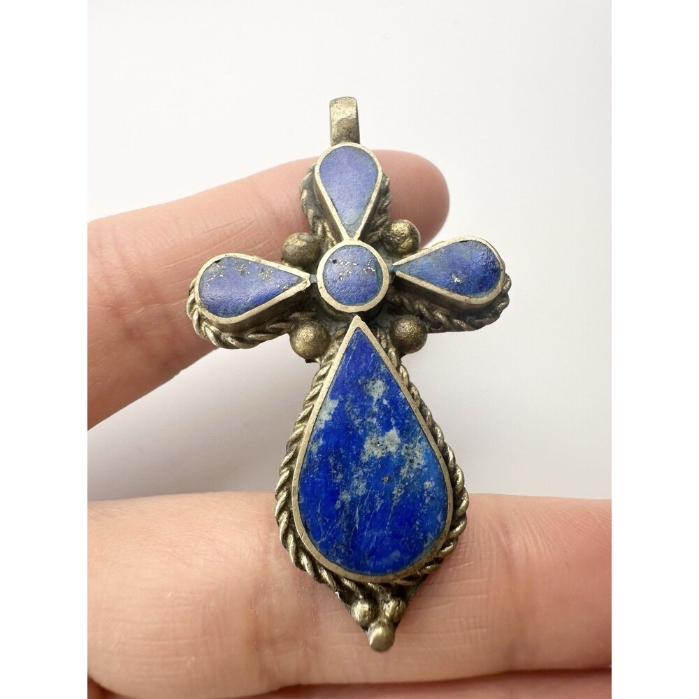 Vintage Lapis Lazuli Cross Pendant